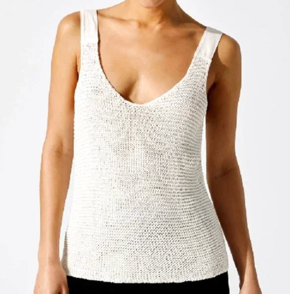 The Range Womens Drift Knit Extended Strap White Sweater Knit Tank Top Blouse XS
